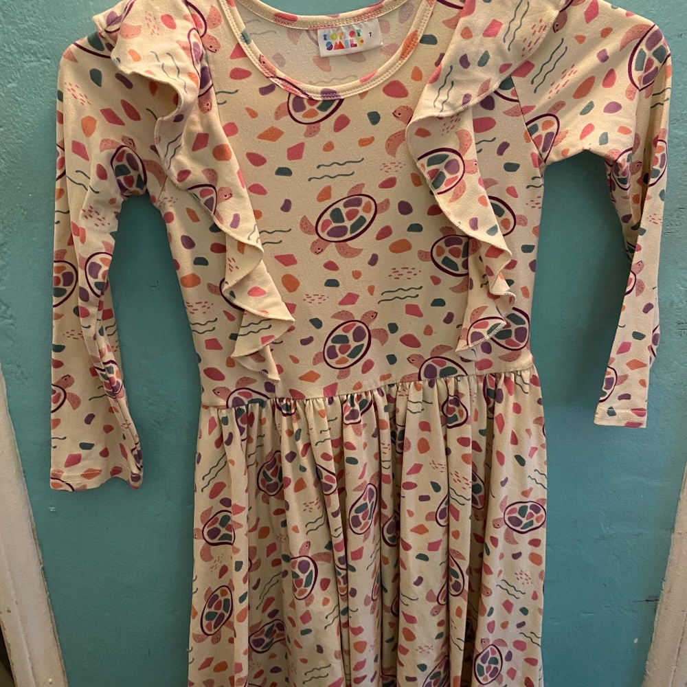 Dot Dot Smile long sleeve ruffle dress size 7